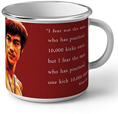 Tasse emailliert Metall Poster Zitat I fear Not The Man Bruce Lee Inspiration