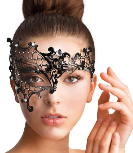 AMFSQJ Masque bal Masqué Femme Masque de Mascarade en Métal Masques VéNitiens Sexy de Mardi Gras Mascarade Masque D'halloween