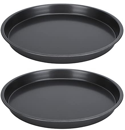 Non-Stick Carbon Steel Pizza Tray,2Pcs Round Pizza Pan,12 Inch Carbon Steel Oven Pan,Round Baking Tray for Cakes, Pie/Tart Dish,Oven Baking Metal Pizza Baking Pan