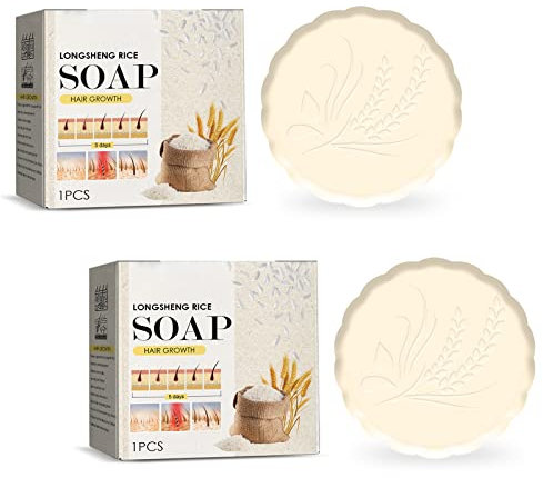 MQSHUHENMY Rice Water Shampoo and Conditioner, Anti-Hair Loss Rice Shampoo Bar, 2 in 1 Fermented Rice Water for Hair Growth Moisturizing Unscented Solid Shampoo Bar, Rice Shampoo Soap (2Pcs)