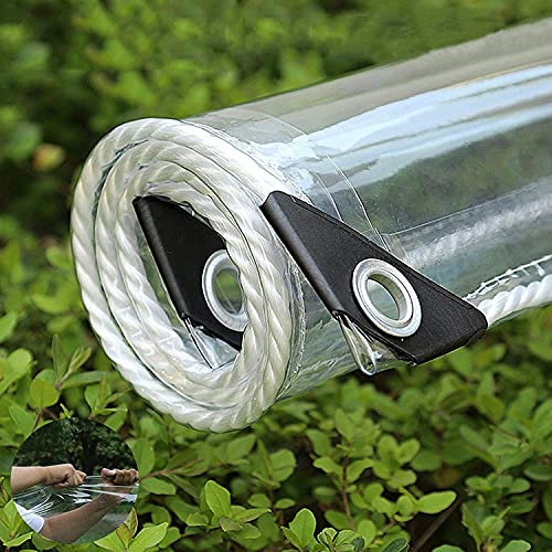 FENGSHOUU wasserdichte Transparente PVC Plane mit Ösen,Wetterfeste Plane Strapazierfähige Vordächer Faltbar,0,35mm Regenschutz Abdeckplane für Gartenmöbel Pflanzen Gewächshaus Pet Hutch Dach(2x2m)