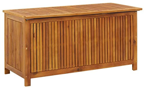 WIFESE 113x50x58 cm Garten Aufbewahrungsbox Gartenbox Gartenkissenbox Auflagenbox Kissenbox Box mit Deckel Gartenschrank Massivholz Akazie mit Ölfinish und Wasserdichter Innentasche