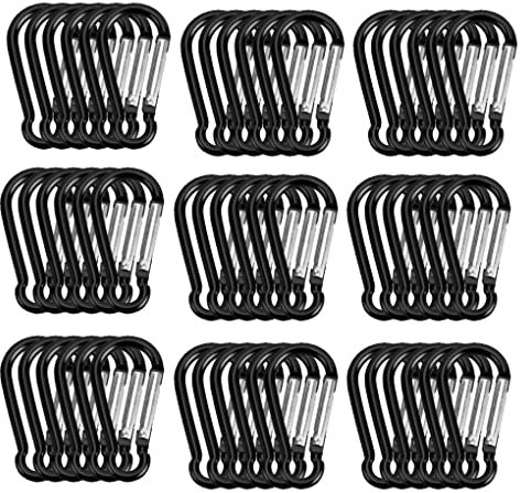 100 Stück Aluminiumlegierung karabiner Schwarz,Mini schlüsselanhänger karabiner,Karabiner Klein,für Camping, Wandern, Angeln