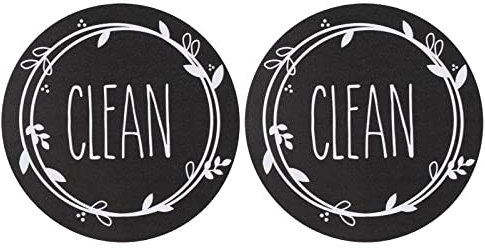 PATIKIL Dirty Clean Dishwasher Magnet, 2 Pack Round Dish Washer Refrigerator Kitchen Organization Clean Dirty Sign Magnet, Black