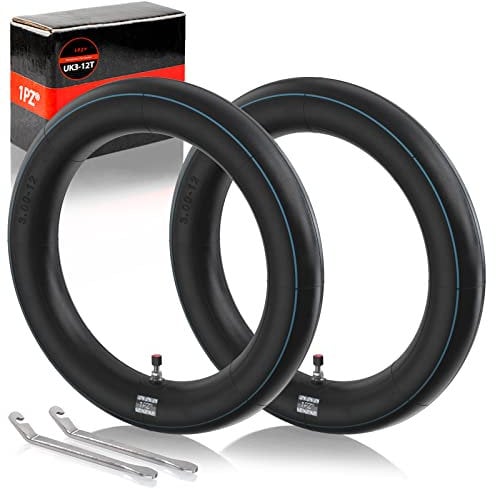 1PZ UK3-12T 2 Pack of 3.00-12 80/100-12 Inner Tube Straight Valve Stem with Tyre Levers Fit for Scooter Dirt Pit Bike Mini Chopper Pocket XR CRF 50 CRF70 TTR 90 TTR110 KLX DRZ 110