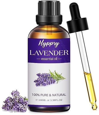 Hyppry 100ml Lavender Essential Oils 100% Pure Natural - Lavender Oil Essential Oil for Diffusers for Home Fragrance, Aromatherapy, Skin Care, Relaxation, Sleep, Massage, Bath, Soap & Candle Making