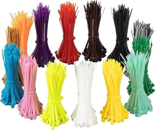 XINGO 1400 PCS Colored Zip Ties 6 Inch, Multicolor Zip Ties, Mix Packed 14 Color Plastic Wire Ties Assortment for Home Office Garden Garage and Workshop