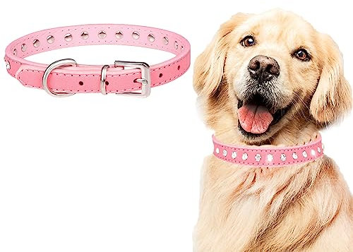 DULSPUE Halsband für Hunde aus Leder,Hundehalsbänder aus Kristall, Bling PU Leder Strass Welpenhalsband, Diamant verstellbares Halsband Bling Halsband für kleine und mittelgroße Hunde und Katzen