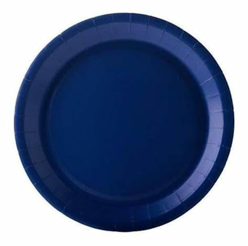 SANYGIENE Assiette Carton Jetable Bleu Marine | Kit 50 Assiettes Rondes Rigides 18 cm | 100% Biodégradable et compostable | Vaisselle Economique | Fromage, Dessert - Traiteur et Pique Nique
