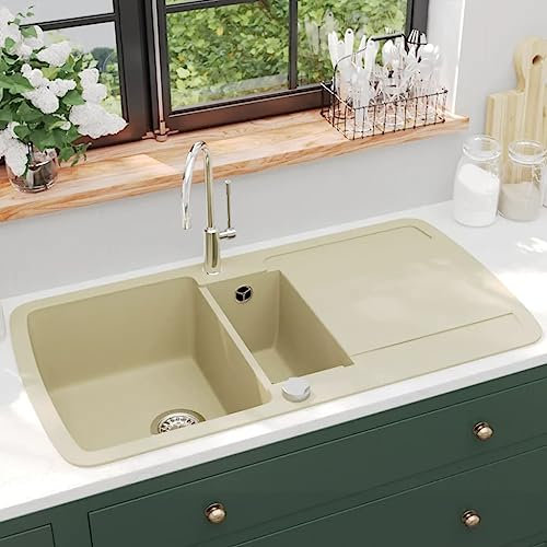 Inicio Muebles Granito Fregadero Cocina Lavabo Doble Lavabo Beige