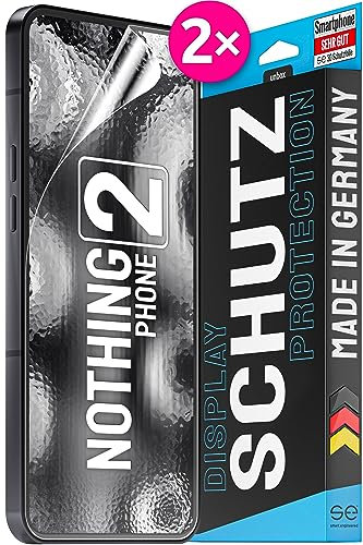 2x se® 3D SCHUTZFOLIE Transparent für Nothing Phone (2),Selbstheilend, 100% Fingerabdruck & FaceID kompatibel, einfache blasenfreie Installation, Ultra-Klar, Stoß-Kratzfest, aus Deutschland