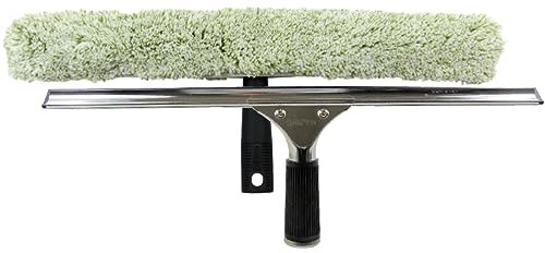 GBPro Professional Window Squeegee Stainless Steel Wiper 45cm / 18 inch + T Bar & Glass Microfibre Wash Sleeve - Ultimate Window Cleaning Equipment