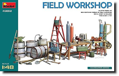 MiniArt 49012 1:48 WWII Feldwerkstatt-originalgetreue Nachbildung, Modellbau, Plastik Bausatz, Basteln, Hobby, Kleben, Modellbausatz, Zusammenbauen, unlackiert