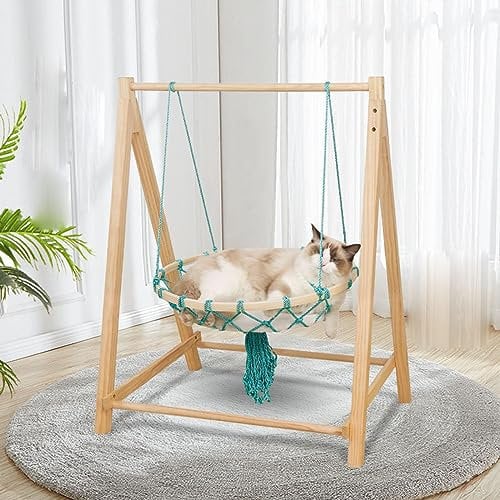 Elevated Cat Hammock Swing Bed 2 In 1 Sleeping Chair Four Seasons Woven Cat Nest Pet Toy Hanging Basket (D)