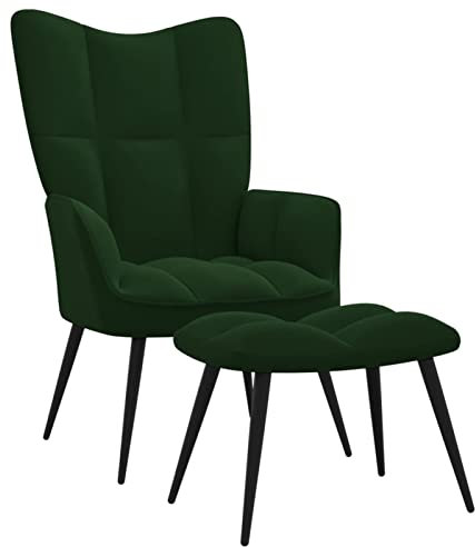 CIADAZ Relaxsessel mit Hocker Dunkelgrün Samt, Fernsehsessel, Kinosessel, Lesesessel, Tv Sessel, Ohrensessel, Armsessel, Seselstuhl Wohnzimmer