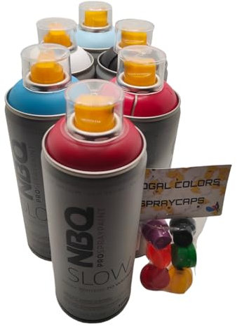 PROGAL COLORS Pack de Pintura NBQ en spray basicos 6 x 400ml + 6 boquillas