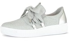 Gabor Damen Low-Top Sneaker, Frauen Halbschuhe,Wechselfußbett,Best Fitting,straßenschuhe,Strassenschuhe,Sportschuhe,Silber,39 EU / 6 UK