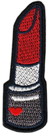 Lipstick Embroidered Iron-On Patch, Iron-On Patch, Iron-On Patch, Iron-On Patch, Size 6.9 x 2.4 cm