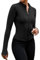EFFAN Sportjacke Damen Yoga Shirt Langarmshirt Kleidung Sportbh Fitness Laufshirt Langarm Mom Pilates Jogging Gym Jacke Clothes Sportklamotten Oberteil Schwarz M