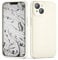 CALOOP Slim-Fit for iPhone 14 Case,Skin Soft Liquid Silicone,Sturdy Hard Frame Shockproof Cover with Anti-Scratch Microfiber Lining,Full Protection for Screen and Lens,6.1 inch,Off-white