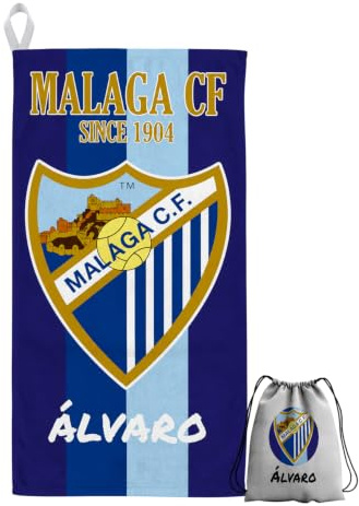 ZPUBLI+ Toalla Playa de Fútbol Personalizada (Malaga CF, 50X30)