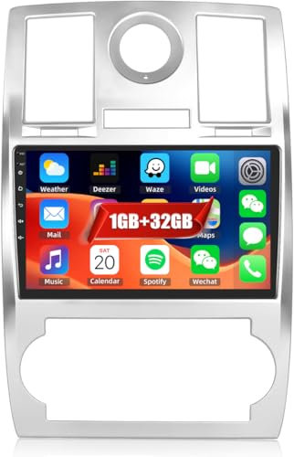 CAMECHO 1+32G Android 13 Radio Coche GPS para Chrysler Aspen 300/300C 2004-2010, Radio 2 DIN con Pantalla de 9 Pulgadas FM RDS MirrorLink Bluetooth y USB