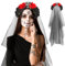 XIMEY Halloween Schleier, Schleier Halloween, Halloween Tag der Toten Haarreif, Halloween Tag der Toten Haarreif, Rosen Brautschleier schwarz, Halloween Haarreifen, Gothic Accessoires