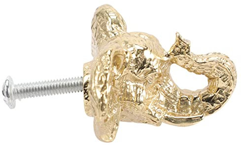 KONTONTY Brass Elephant Head Drawer Knob Pull Handle for Cabinet and Cupboard Decorative 45x25x35mm Vintage Style for Dresser and Storage Units