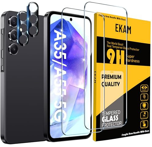 EKAM Lens Protector For Samsung Galaxy A55 5G Screen Protector, [2 PACK] Tempered Glass Camera Lens Protector Screen Protector for Galaxy A55 (6.6 inch)