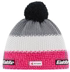 Eisbär Star Pompon Ski Austria Mütze Mehrfarbig – Exklusive Wintermütze mit Merino-Mix, Dreistreifen-Design & Kuschelfleece & Bommel, Skimütze – Offizielles Ski Austria Modell, Perfekt für kalte Tage