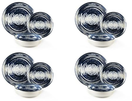 Excelsa Ermes 12-Piece Dinner Set, Ceramic, Reactive Effect, 4 People