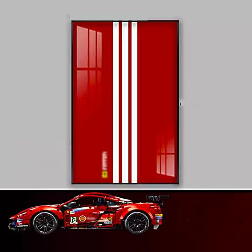 Écran mural pour Lego 42125 Technic Ferrari 488, objets de collection pour adultes, tableau mural pour super voiture de sport, idéal pour les amateurs de Lego (tableau mural d'affichage uniquement)