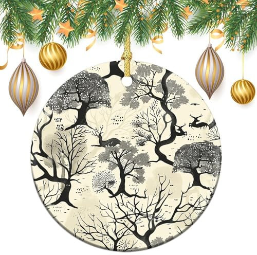 2024 Weihnachten Runde Ornamente Hängende Weihnachtsbaumspitze Ornament Weiß und Beige Baumspitze Dekoration Keramik Kreis Hängende Anhänger für Weihnachtsbaumspitze Weihnachtsgeschenke