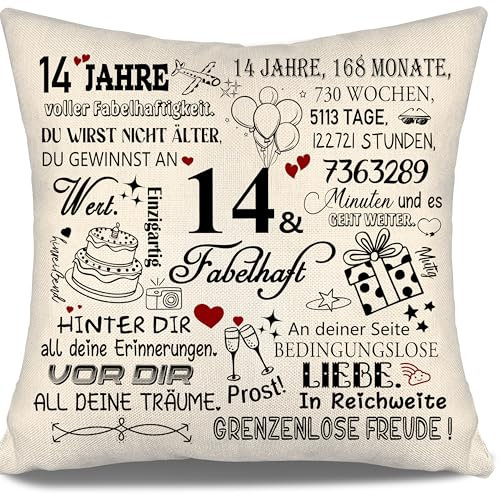 Aosumin Kissenbezug für 14. Geburtstag - Fabelhaftes Geschenk für Mädchen, Junge, Tochter, Sohn, Enkelin, Schwester, Nichte im Alter von 10-100 Jahren