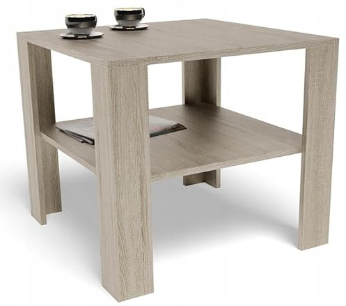 MATKAM Moderner Couchtisch 68x68 cm HOCH EX3, Hochwertiges Design, Perfekt für Wohnzimmer oder Büro, einfache Montage (Sonoma Eiche)
