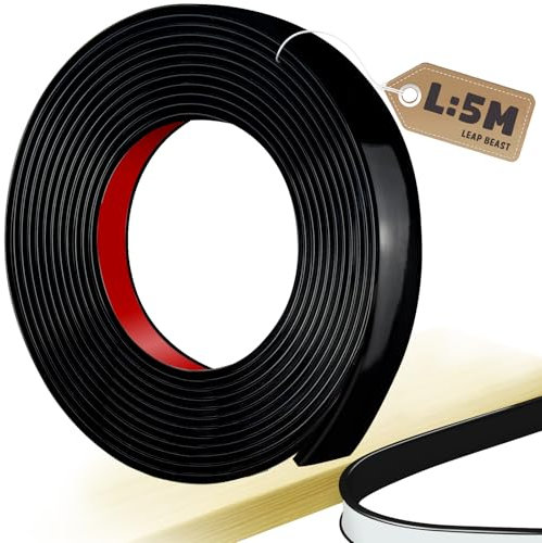 LeapBeast Forma U Cinta de Madera Cantos, 5M Adhesiva Perfil Cantoneras Cubrecantos, PVC Cinta Tiras de Cantear - Bordes Mesa Muebles Protector