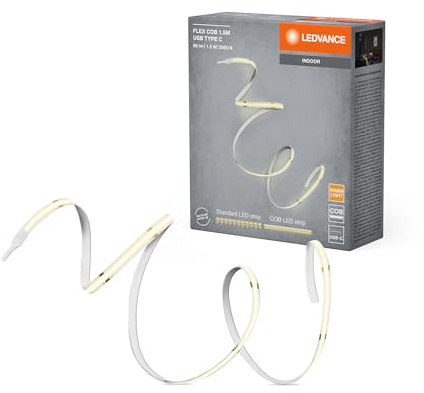 LEDVANCE FLEX COB dekorative COB-Streifen mit warmweißem Licht und USB-Anschluss Typ C; 830 warmweiß; nicht dimmbar; gelb; Silikon; 1;5 m; Leuchtmittel nicht austauschbar