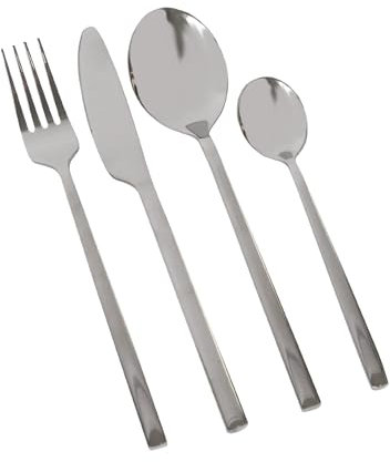 Argon Tableware 32 Piece Silver Stainless Steel Cutlery Set – Classic Dining Set for 8 People with Knives, Forks, Spoons & Teaspoons – Dishwasher Safe Elegant Tableware