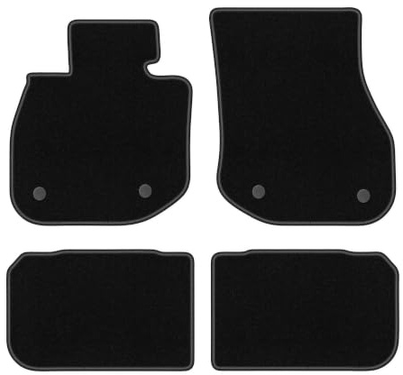 Velours-Fußmatten passend für BMW iX1 2022-, Schwarz, BASIC, passgenau | passend für Crossover; dünner Velours-Teppich (Polypropylen), ca. 4 mm; rutschfest, vormontierte Befestigungen (Typ Klett)