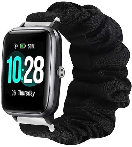 Compatible con GRV FC1,19mm Reloj Correa Elástica Ajustable Recambio,Compatible con LETSCOM/LIFEBEE/GRV/Popglory/Blackview/TEMINICE ID208,ID205L,ID205S,ID205G,ID215G,ID216 (Negro)