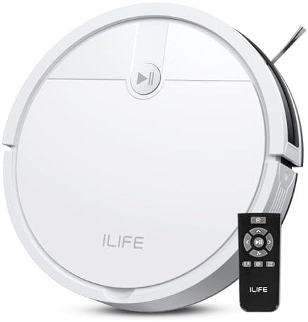 ILIFE Robot aspirapolvere V2, aspirazione senza grovigli, durata di 120 minuti, sottile, silenzioso, auto-caricante, ideale per peli di animali domestici e pavimenti duri