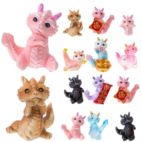 Milisten 12stücke Teiliges Mini Drache Figurenset Aus Harz Cartoon Deko Für Jahr des Drachen Für Tisch Garten Und Puppenhaus Dekoration