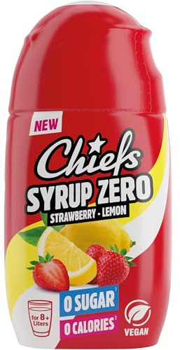 CHIEFS Syrup Zero, Erdbeersirup, 65ml, für mehr als 8l Fertiggetränk, Sirup zuckerfrei mit echten Fruchtextrakten mit Erdbeere Zitrone Geschmack, vegan, zero Kalorien, made in Germany