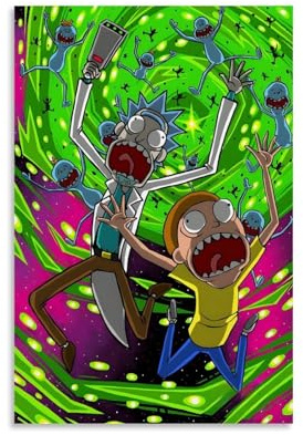 RYTRHNCV Rick and Morty Poster, Anime-Poster, ästhetischer Leinwand-Kunstdruck, Heimdekoration für Schlafzimmer, Wohnzimmer, 30 x 45 cm, ungerahmter Stil