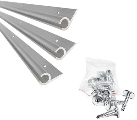 Keder Uk Campervan Motorhome Caravan Awning Anodized Aluminium Rail C Channel 3x1.2 metre Strips pre-drilled holes stainless steel screws