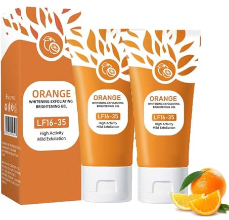 Natürliches Orange Exfoliating Gel Lf16-35, 2 Stück Orange Peeling Gel, Exfoliating Reinigungsgel, Oranges Aufhellendes Peeling Gels für Tiefenreinigung und Feuchtigkeitsspendende (2PC, 50g)