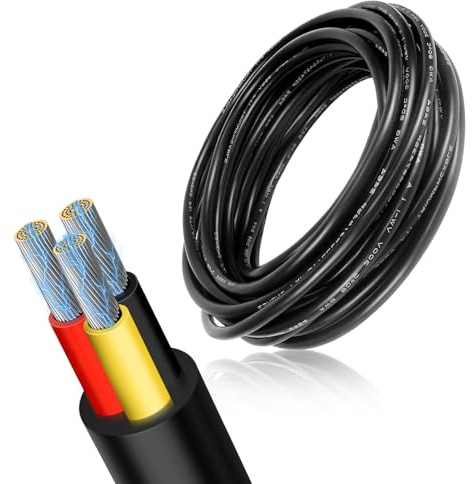 Câble électrique à 3 fils - 15 m - 16 AWG - 3 x 1,5 mm² - Câble d'alimentation en cuivre étamé flexible - Multibrins - Résistant aux températures élevées - Pour DC 5 V/12 V/24 V - LED, voiture,