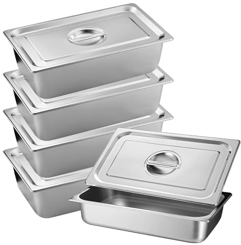 4 Stück Gastronormbehälter Edelstahl Panierschalen Panier-Set mit Deckel, Panierstraße Rechteckig, GN Behälter für die Küche, Stapelbar Panierset, Panierbehälter, (GN 1/3 Behälter 32,5x17,5x6,5cm)