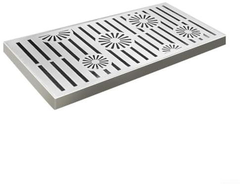 Grille de vidange rectangulaire en acier inoxydable pour extérieur, drainage de sol rapide et antidérapant avec cadre pour terrasse, jardin, cour, trottoir, piscine, paysage 200 x 300 mm (200 x 400 x