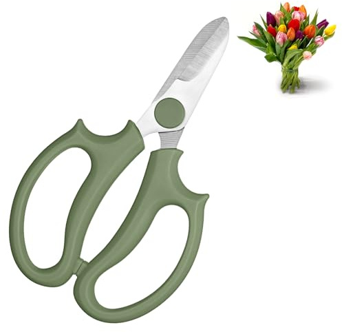 Wanmu Flower Scissors, Thickened Stainless Plant Shears, Strong Flora Scissors, Branches and Leaves, Strong Pruner for Flowers, Flower Cutting Scissor (Dark Green)